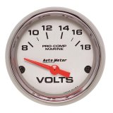 Autometer Marine Chrome Ultra-Lite 2-1/16in 18V Electric Voltmeter Gauge thumbnail 2