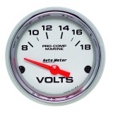 Autometer Marine Chrome Ultra-Lite 2-1/16in 18V Electric Voltmeter Gauge thumbnail 3
