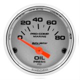 Autometer Marine Chrome Ultra-Lite 2-1/16in 80PSI Electric Oil Pressure Gauge thumbnail 1