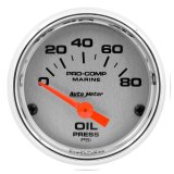 Autometer Marine Chrome Ultra-Lite 2-1/16in 80PSI Electric Oil Pressure Gauge thumbnail 2
