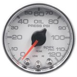 Autometer Spek-Pro 2-1/16in 0-120 PSI Digital Stepper Motor w/Peak & Warn Oil Pressure Gauge thumbnail 1