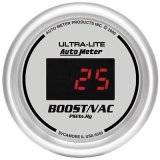 Autometer Ultra-Lite 2-1/16in 30INHG-30PSI Digital Silver Dial Vacuum/Boost Gauge w/ Red Led thumbnail 1