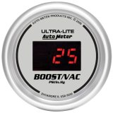 Autometer Ultra-Lite 2-1/16in 30INHG-30PSI Digital Silver Dial Vacuum/Boost Gauge w/ Red Led thumbnail 2