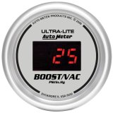 Autometer Ultra-Lite 2-1/16in 30INHG-30PSI Digital Silver Dial Vacuum/Boost Gauge w/ Red Led thumbnail 3
