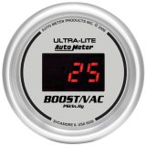 Autometer Ultra-Lite 2-1/16in 30INHG-30PSI Digital Silver Dial Vacuum/Boost Gauge w/ Red Led thumbnail 4