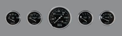 Auto Meter Gauge Kit 5 pc. 3 1/8in & 2 1/16in Mechanical Speedometer Old Tyme Black thumbnail 2