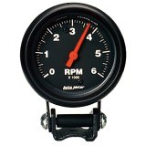 Autometer Black 2 5/8 inch 6000 rpm Tachometer Mini Tach Gauge thumbnail 2