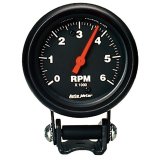 Autometer Black 2 5/8 inch 6000 rpm Tachometer Mini Tach Gauge thumbnail 4