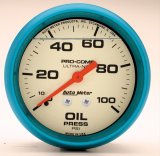 Autometer Ultra-Nite 2-5/8in 0-100 PSI Liquid Filled Mechanical Glow In Dark Oil Pressure Gauge thumbnail 1