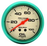 Autometer Ultra-Nite 2-5/8in 0-100 PSI Liquid Filled Mechanical Glow In Dark Oil Pressure Gauge thumbnail 4