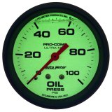 Autometer Ultra-Nite 2-5/8in 0-100 PSI Liquid Filled Mechanical Glow In Dark Oil Pressure Gauge thumbnail 5