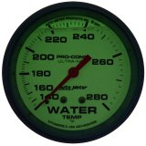 Autometer Ultra-Nite 2-5/8in 140-280 Degree Liquid Filled Mechanical Glow In Dark Water Temp Gauge thumbnail 4