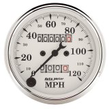 Auto Meter 3-1/8in 120MPH Mechanical Speedometer Old Tyme White Gauge thumbnail 2