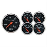 Autometer Designer Black 5pc 100-250deg Temp / 8-18V Volt / 120mph Speed / 100psi Oil / E-F Fuel thumbnail 1