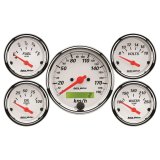 Autometer Arctic White 5 Pc Kit Box w/ Elec KMH Speedo, Elec Oil Press, Water Temp, Volt, Fuel Level thumbnail 1
