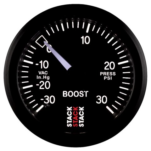 Autometer 52mm Stack Instruments -30INHG to +30PSI Mechanical Boost Gauge - Black thumbnail 1
