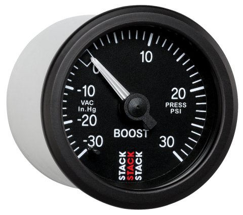 Autometer 52mm Stack Instruments -30INHG to +30PSI Mechanical Boost Gauge - Black thumbnail 2