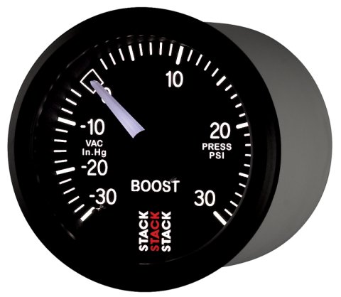 Autometer 52mm Stack Instruments -30INHG to +30PSI Mechanical Boost Gauge - Black thumbnail 3