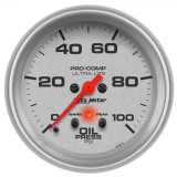 Autometer Ultra-Lite 66.7mm Oil Press 2 5/8in 100PSI Digital Stepper Motor w/ Peak & Warning Light thumbnail 1
