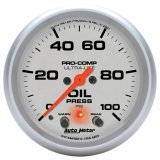 Autometer Ultra-Lite 66.7mm Oil Press 2 5/8in 100PSI Digital Stepper Motor w/ Peak & Warning Light thumbnail 2