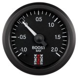 Autometer Stack 52mm -1 to +2 Bar T-Fitting 0.187in Barb (M) Mechanical Boost Pressure Gauge - Black thumbnail 1