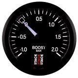 Autometer Stack 52mm -1 to +2 Bar T-Fitting 0.187in Barb (M) Mechanical Boost Pressure Gauge - Black thumbnail 4