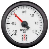 Autometer Stack 52mm -1 to +2 Bar T-Fitting 0.187in Barb (M) Mechanical Boost Pressure Gauge - White thumbnail 2