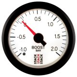 Autometer Stack 52mm -1 to +2 Bar T-Fitting 0.187in Barb (M) Mechanical Boost Pressure Gauge - White thumbnail 3