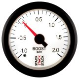Autometer Stack 52mm -1 to +2 Bar T-Fitting 0.187in Barb (M) Mechanical Boost Pressure Gauge - White thumbnail 4