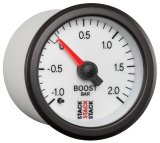 Autometer Stack 52mm -1 to +2 Bar T-Fitting 0.187in Barb (M) Mechanical Boost Pressure Gauge - White thumbnail 5