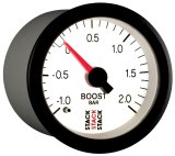 Autometer Stack 52mm -1 to +2 Bar T-Fitting 0.187in Barb (M) Mechanical Boost Pressure Gauge - White thumbnail 6