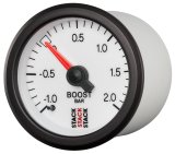 Autometer Stack 52mm -1 to +2 Bar T-Fitting 0.187in Barb (M) Mechanical Boost Pressure Gauge - White thumbnail 7