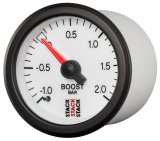 Autometer Stack 52mm -1 to +2 Bar T-Fitting 0.187in Barb (M) Mechanical Boost Pressure Gauge - White thumbnail 8