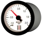 Autometer Stack 52mm -1 to +2 Bar T-Fitting 0.187in Barb (M) Mechanical Boost Pressure Gauge - White thumbnail 9