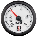 Autometer Stack 52mm -30INHG to +30 PSI (Incl T-Fitting) Mechanical Boost Pressure Gauge - White thumbnail 2