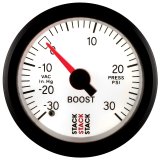 Autometer Stack 52mm -30INHG to +30 PSI (Incl T-Fitting) Mechanical Boost Pressure Gauge - White thumbnail 3