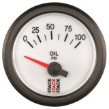 Autometer Stack 52mm 0-100 PSI 1/8in NPTF Electric Oil Pressure Gauge - White thumbnail 1