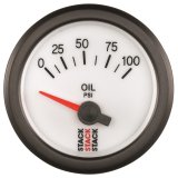 Autometer Stack 52mm 0-100 PSI 1/8in NPTF Electric Oil Pressure Gauge - White thumbnail 2