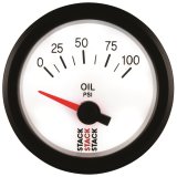 Autometer Stack 52mm 0-100 PSI 1/8in NPTF Electric Oil Pressure Gauge - White thumbnail 4