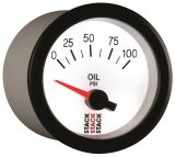 Autometer Stack 52mm 0-100 PSI 1/8in NPTF Electric Oil Pressure Gauge - White thumbnail 5