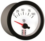 Autometer Stack 52mm 0-100 PSI 1/8in NPTF Electric Oil Pressure Gauge - White thumbnail 6