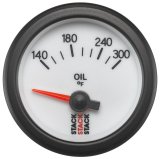 Autometer Stack 52mm 140-300 Deg F 1/8in NPTF Electric Oil Temp Gauge - White thumbnail 1