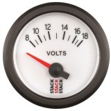 Autometer Stack 52mm 8-18V Electric Battery Voltage Gauge - White thumbnail 2