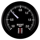 Autometer Stack 52mm -1 to +2 Bar (Incl T-Fitting) Pro Stepper Motor Boost Pressure Gauge - Black thumbnail 3