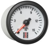 Autometer Stack 52mm 0-15 PSI 1/8in NPTF Male Pro Stepper Motor Fuel Pressure Gauge - White thumbnail 4