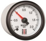 Autometer Stack 52mm -1 to +2 Bar (Incl T-Fitting) Pro Stepper Motor Boost Pressure Gauge - White thumbnail 5