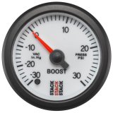 Autometer Stack 52mm -30INHG to +30 PSI (Incl T-Fitting) Pro Stepper Motor Boost Press Gauge - White thumbnail 2