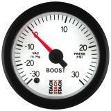 Autometer Stack 52mm -30INHG to +30 PSI (Incl T-Fitting) Pro Stepper Motor Boost Press Gauge - White thumbnail 4