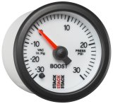 Autometer Stack 52mm -30INHG to +30 PSI (Incl T-Fitting) Pro Stepper Motor Boost Press Gauge - White thumbnail 6