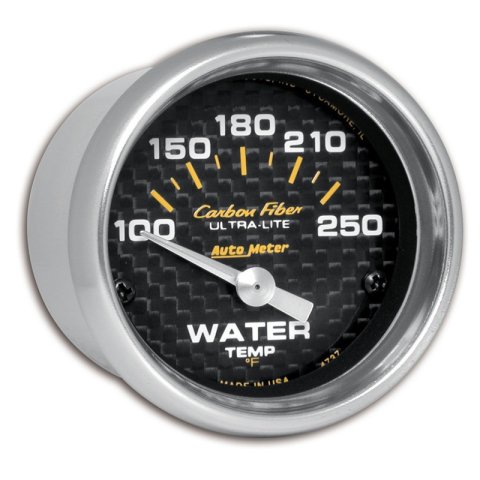 Autometer Carbon Fiber 52mm 100-250 Deg F Electronic Water Temp Gauge thumbnail 2